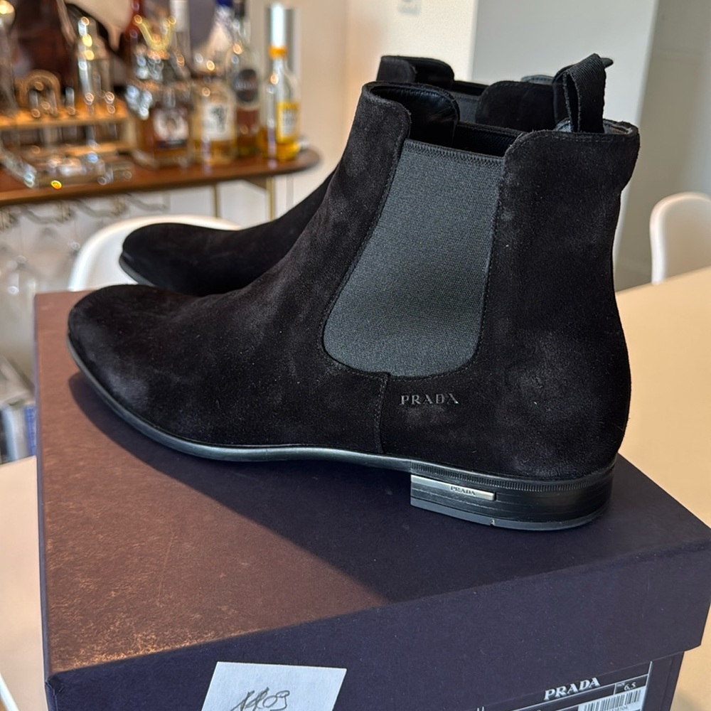 Prada Men's Black Leather Half-Boot